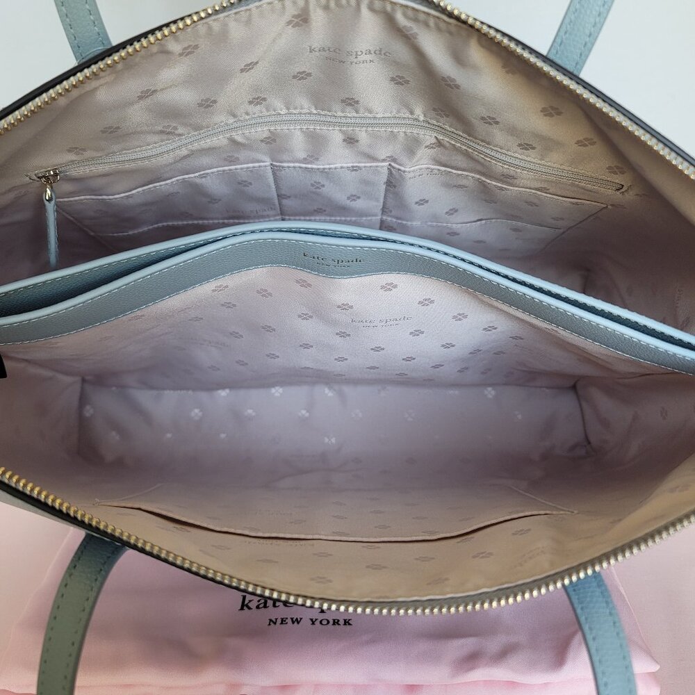 KATE SPADE All Day Crossgrain Leather Top-zip Large Tote- Ocean Beach color 🎈⭐ - Picture 13 of 16